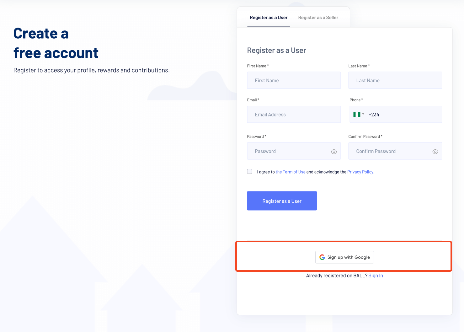 Register with Google Button