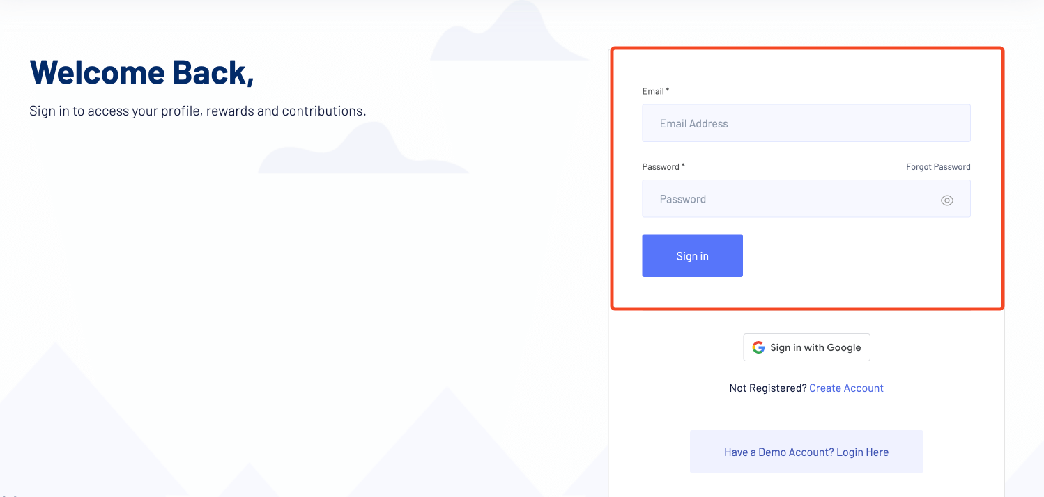 Email and Password Fields